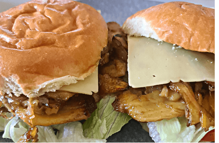 BBQ Pulled Jack Fruit Burger. - Rare Dragon Fruit