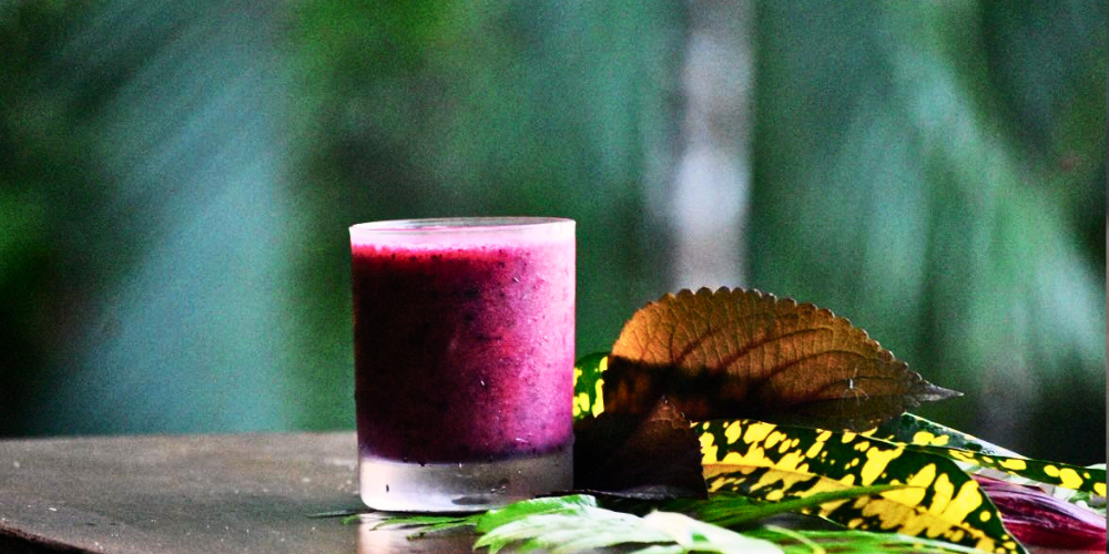 Raw cocoa and dragon fruit smoothie