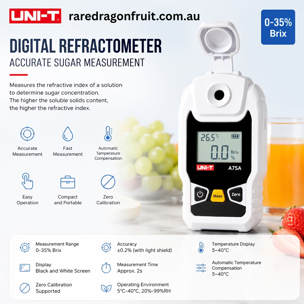 Digital Brix Refractometer for Dragon Fruit