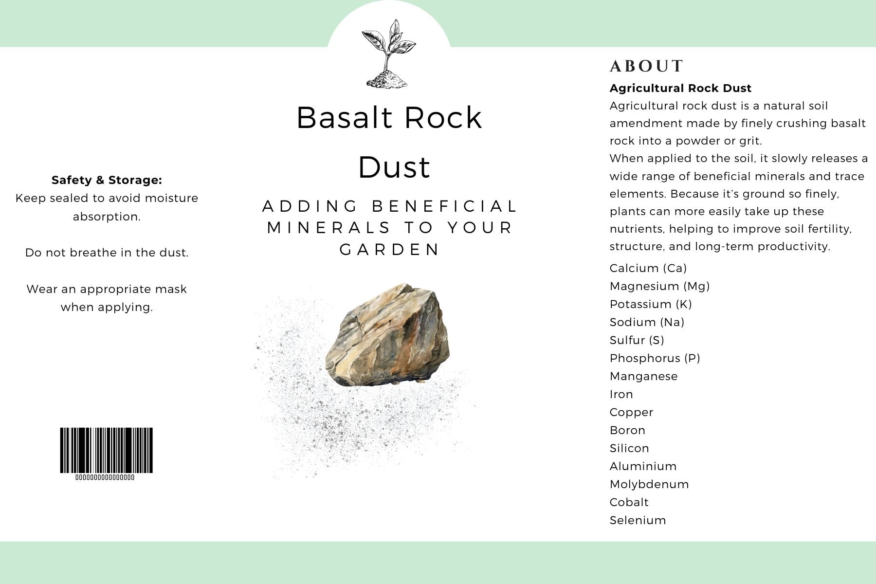 Agricultural Basalt Rock Dust 250g