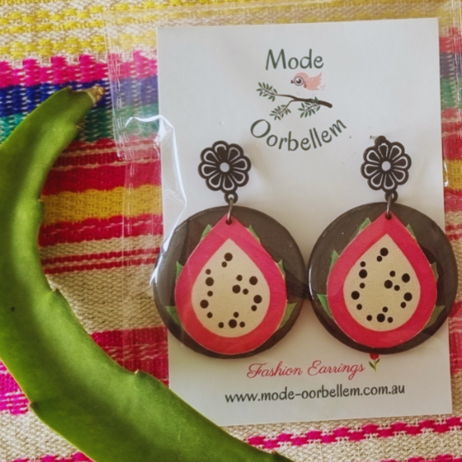 Mode Oorbellem handmade dragon fruit earrings - Rare Dragon Fruit