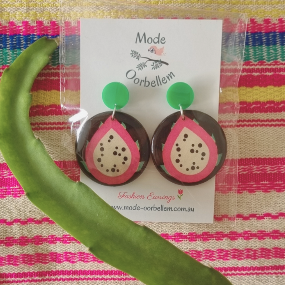 Mode Oorbellem handmade dragon fruit earrings - Rare Dragon Fruit